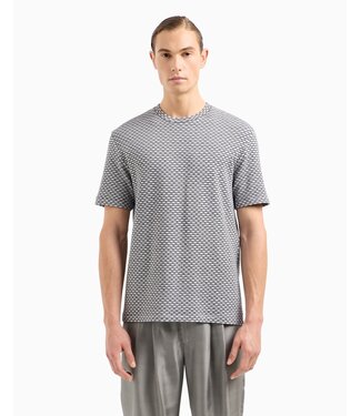 GIORGIO ARMANI T-shirt à col ras du cou en jersey jacquard de viscose
