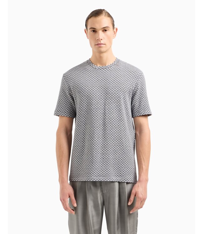 GIORGIO ARMANI T-shirt à col ras du cou en jersey jacquard de viscose