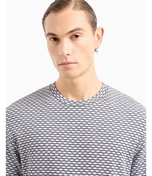 GIORGIO ARMANI T-shirt à col ras du cou en jersey jacquard de viscose