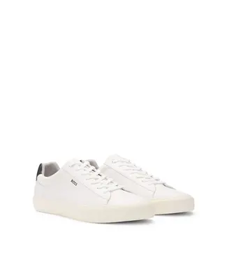 BOSS Faux-leather trainers with contrast backtab