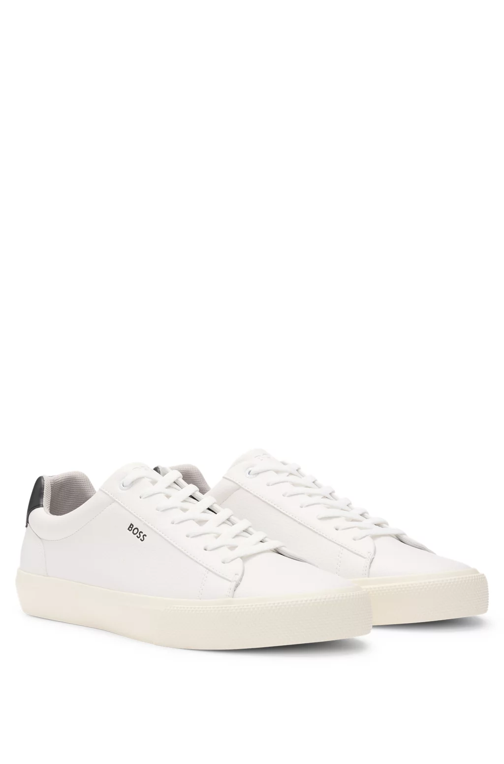 Faux-leather trainers with contrast backtab