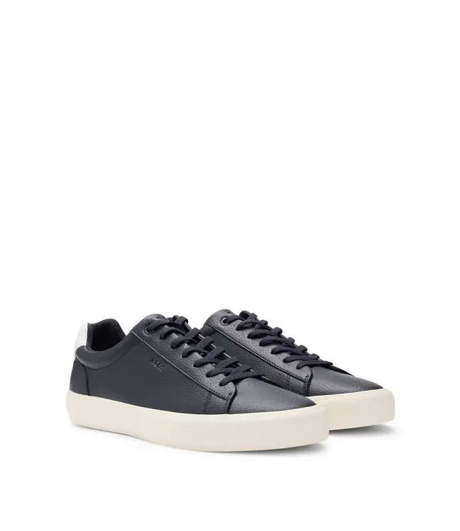 BOSS Faux-leather trainers with contrast backtab