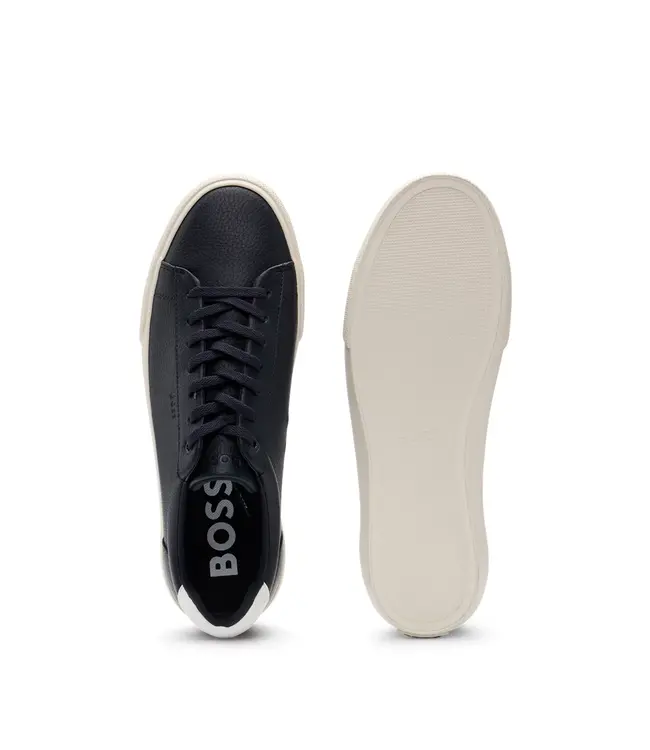 BOSS Faux-leather trainers with contrast backtab