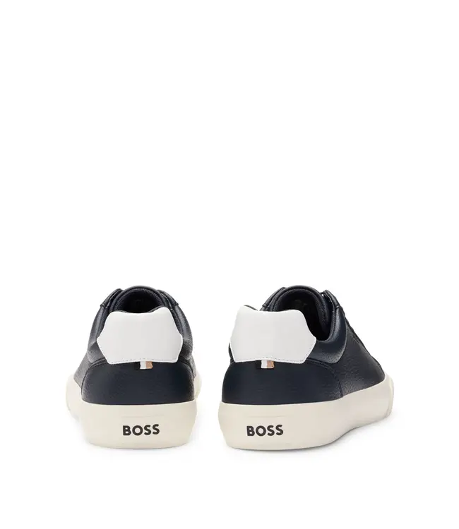 BOSS Faux-leather trainers with contrast backtab