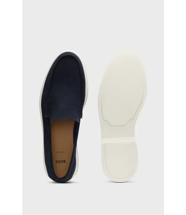 BOSS Mocassins en daim avec semelle extérieure contrastée
