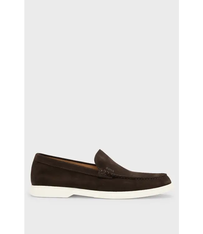 BOSS Mocassins en daim avec semelle extérieure contrastée