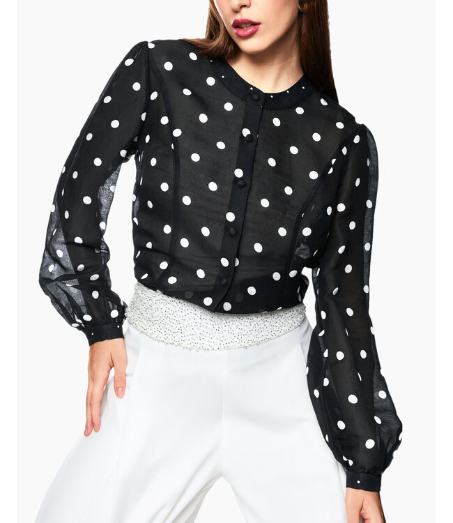 MARC CAIN  Blouse en soie et lin à pois
