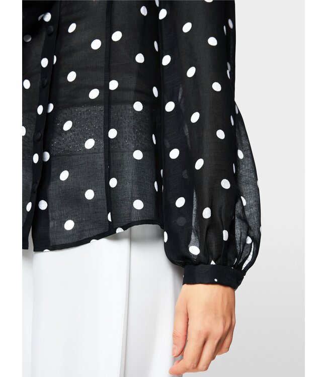 MARC CAIN  Blouse en soie et lin à pois