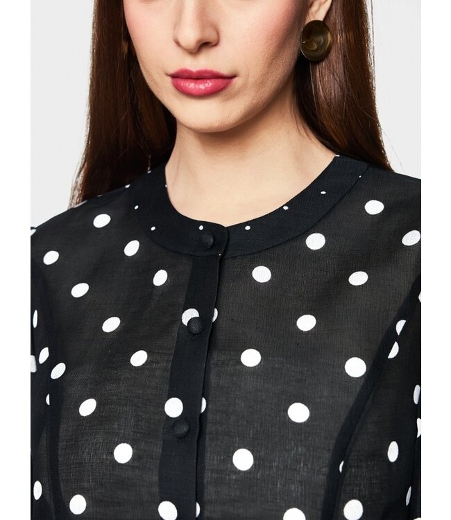 MARC CAIN  Blouse en soie et lin à pois