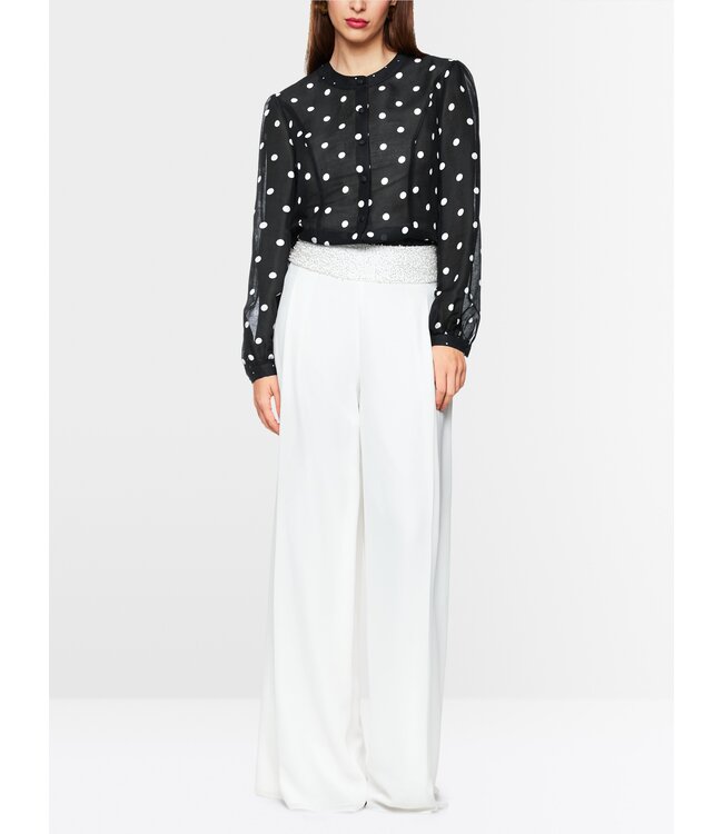 MARC CAIN Silk and linen polka dot blouse