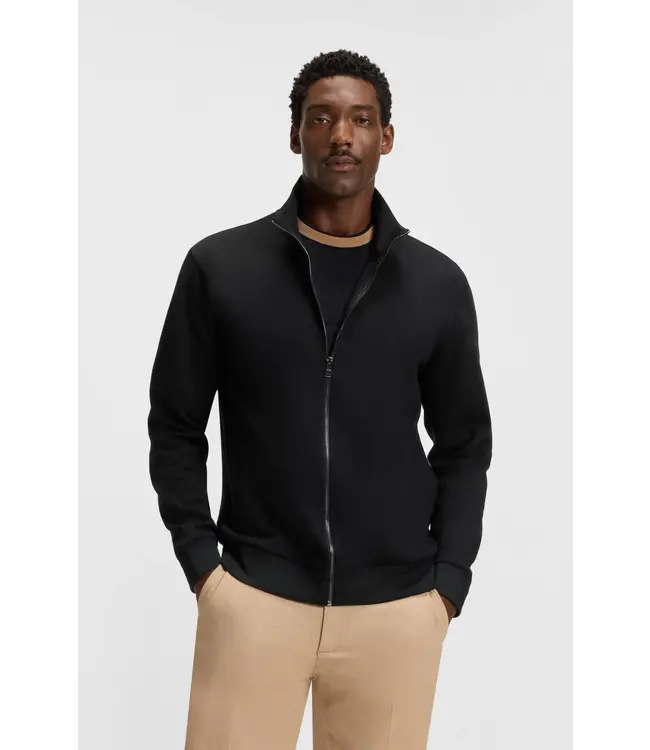 BOSS Zip-up sweatshirt in mercerised stretch cotton