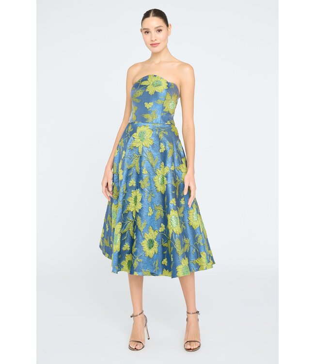 Theia Dara Scallop Strapless Dress