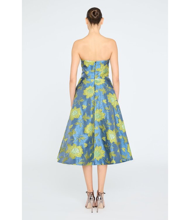 Theia Dara Scallop Strapless Dress