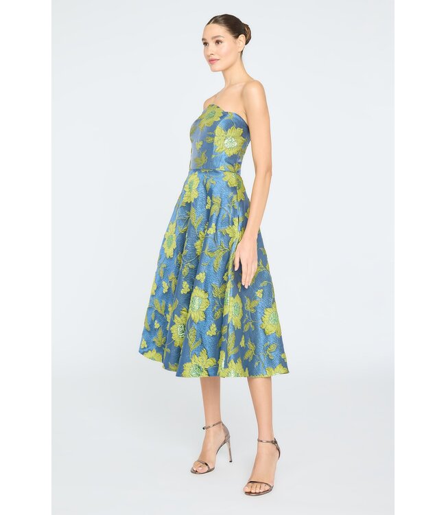 Theia Dara Scallop Strapless Dress