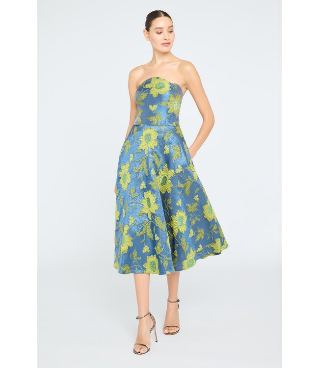 Theia Dara Scallop Strapless Dress