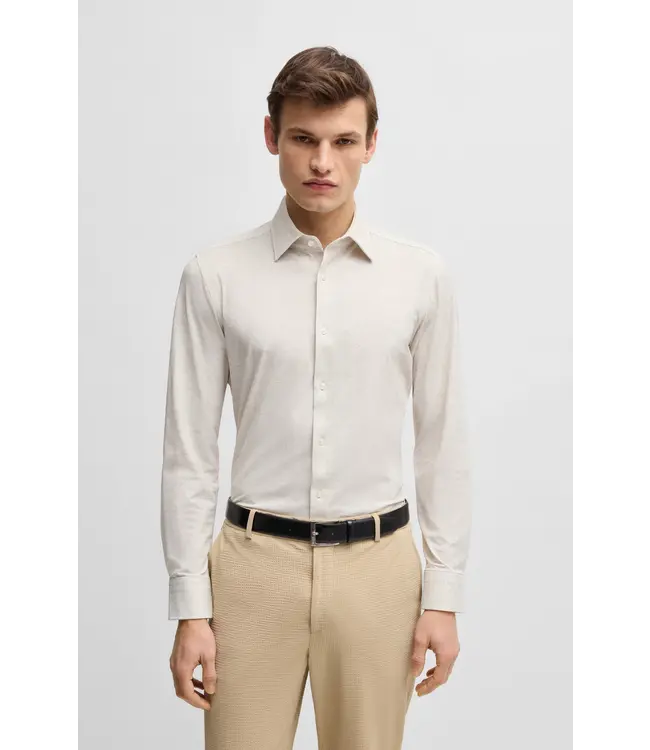 BOSS Slim-fit shirt in printed performance fabric