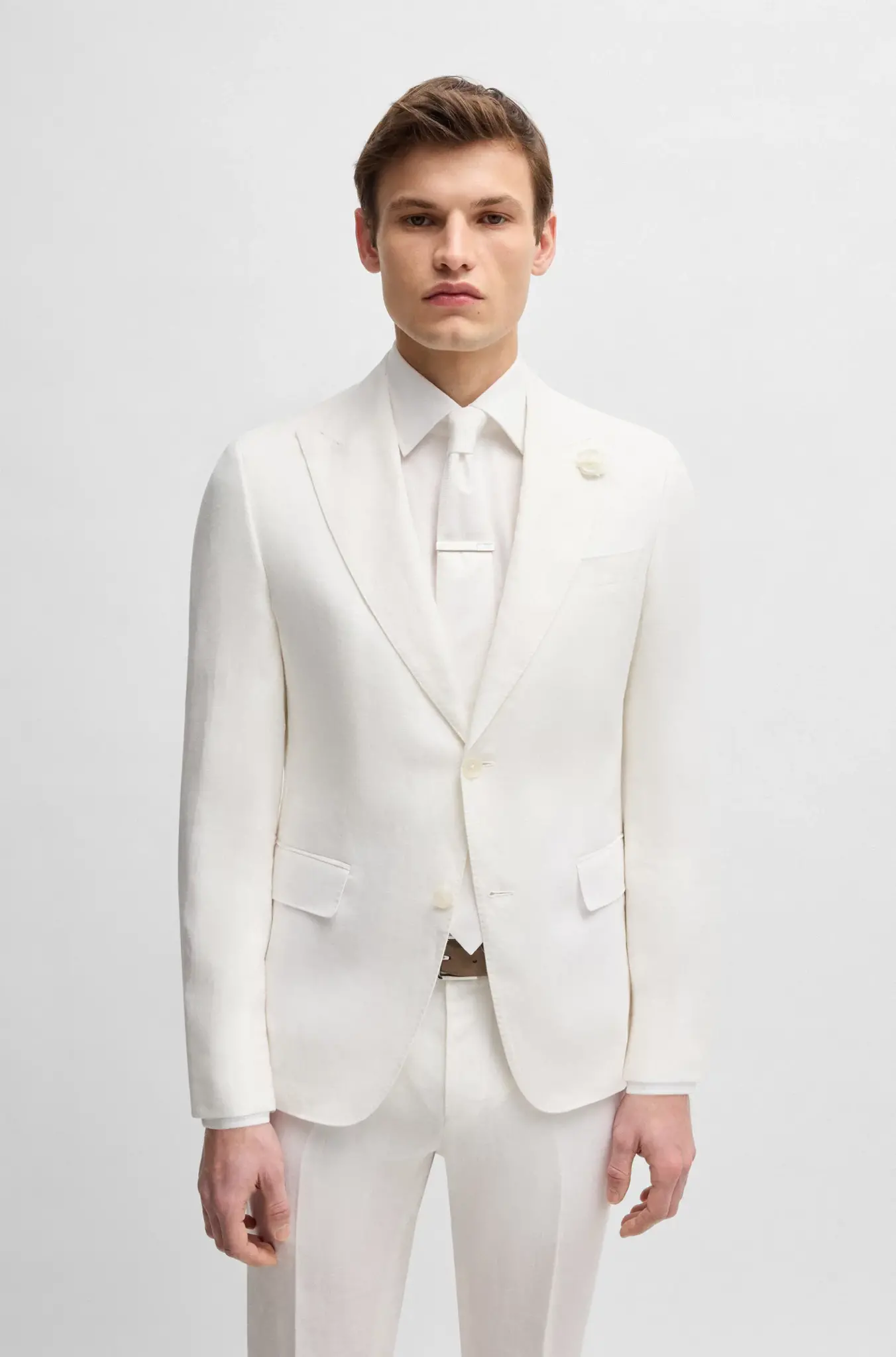Slim-fit blazer in linen canvas