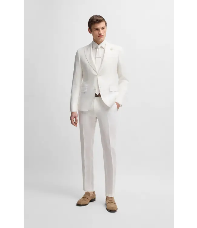 BOSS Slim-fit blazer in linen canvas