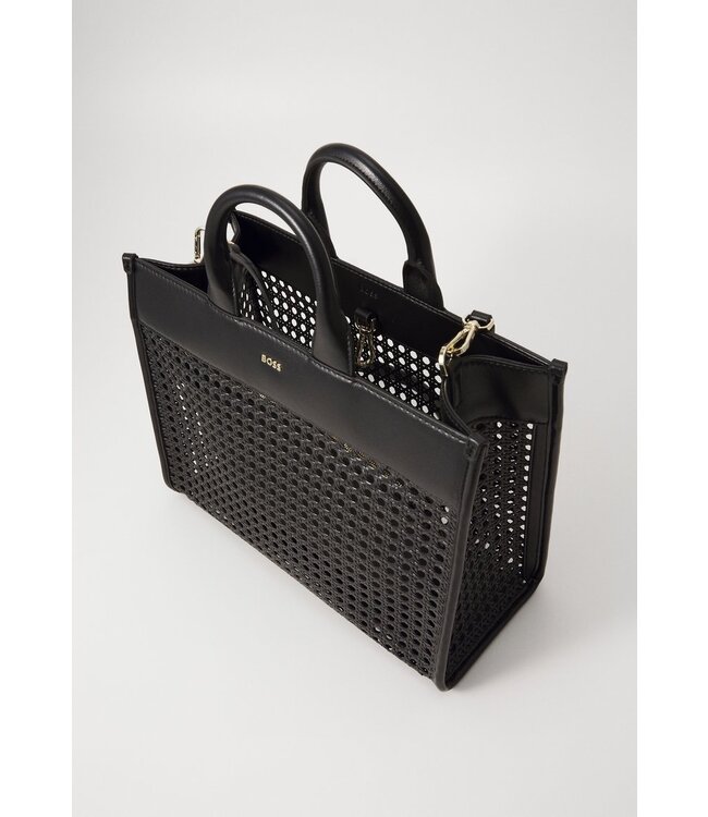 BOSS Woven tote bag with golden logo