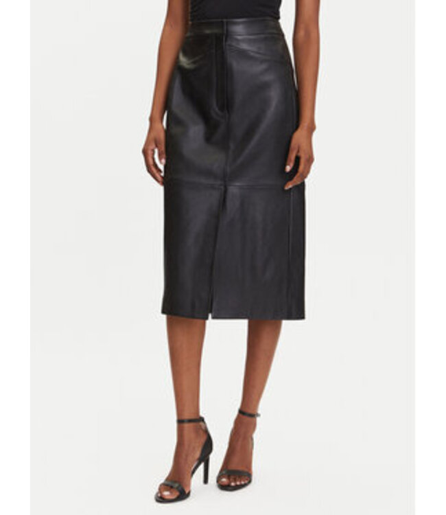 BOSS Jupe crayon en cuir brillant