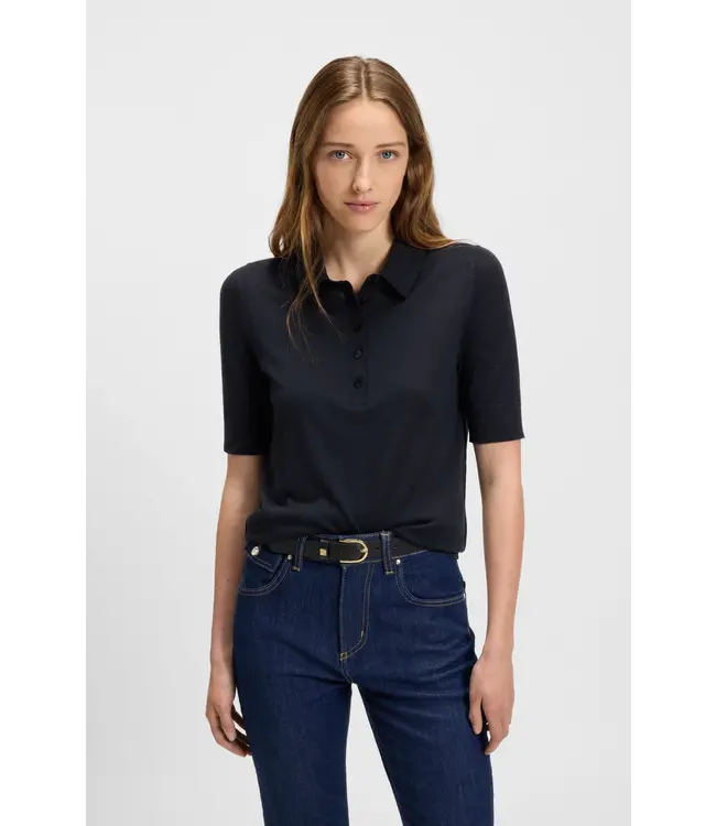 BOSS Short-sleeved wool polo sweater