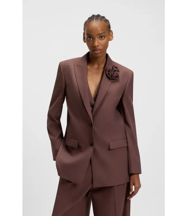 BOSS Blazer ample avec broche fleur