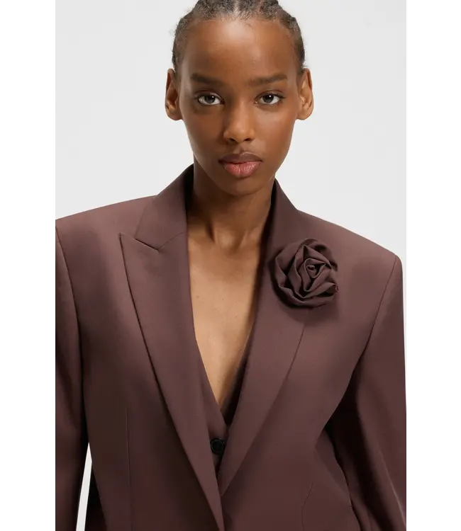 BOSS Relaxed-fit blazer with flower brooch