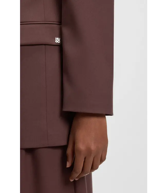 BOSS Relaxed-fit blazer with flower brooch