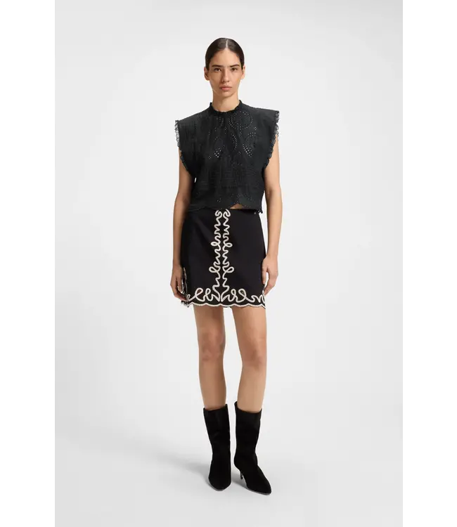 BOSS Blouse coupe classique en coton brodé avec détails plissés