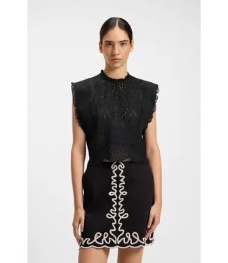 BOSS Blouse coupe classique en coton brodé avec détails plissés BOSS Blouse coupe classique en coton brodé avec détails plissés