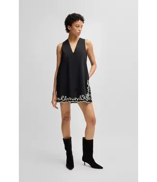 BOSS Cotton dress with contrast embroidery