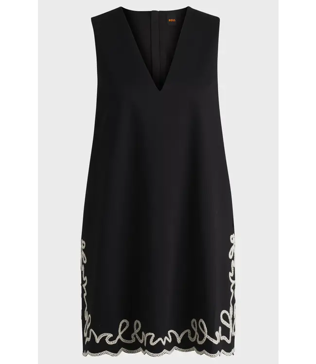 BOSS Robe en coton avec broderies contrastées