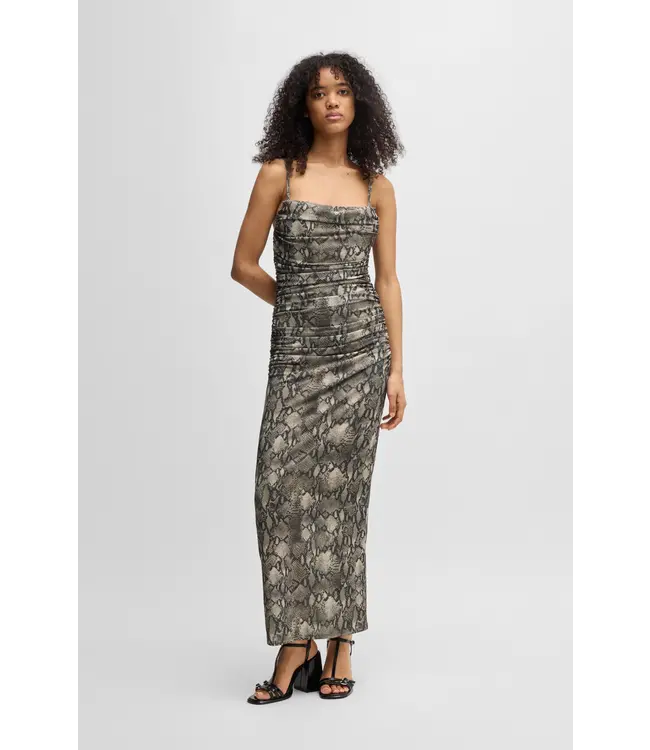 BOSS Robe corset avec superposition de maille froncée