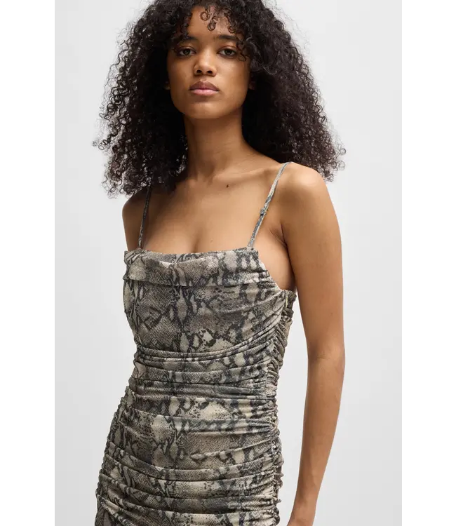 BOSS Robe corset avec superposition de maille froncée