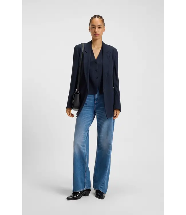 BOSS Relaxed-fit jeans in indigo denim with stepped hems