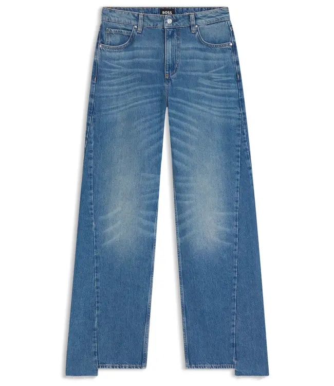BOSS Jean ample en denim indigo avec ourlets dégradés