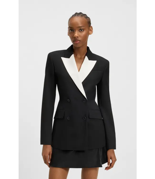 BOSS Structured blazer with contrast lapels