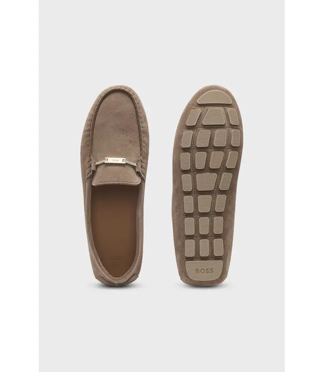 BOSS Suede moccasins with driver outsole