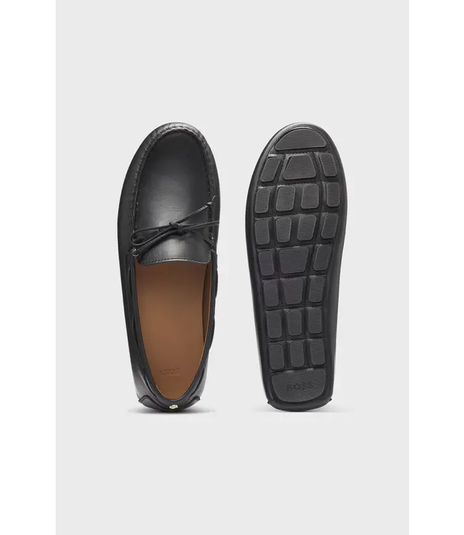 BOSS Leather moccasins with driver sole