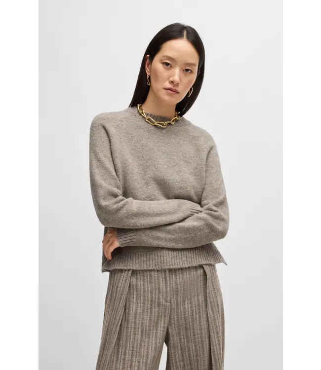 BOSS Crew-neck sweater in stretch fabric