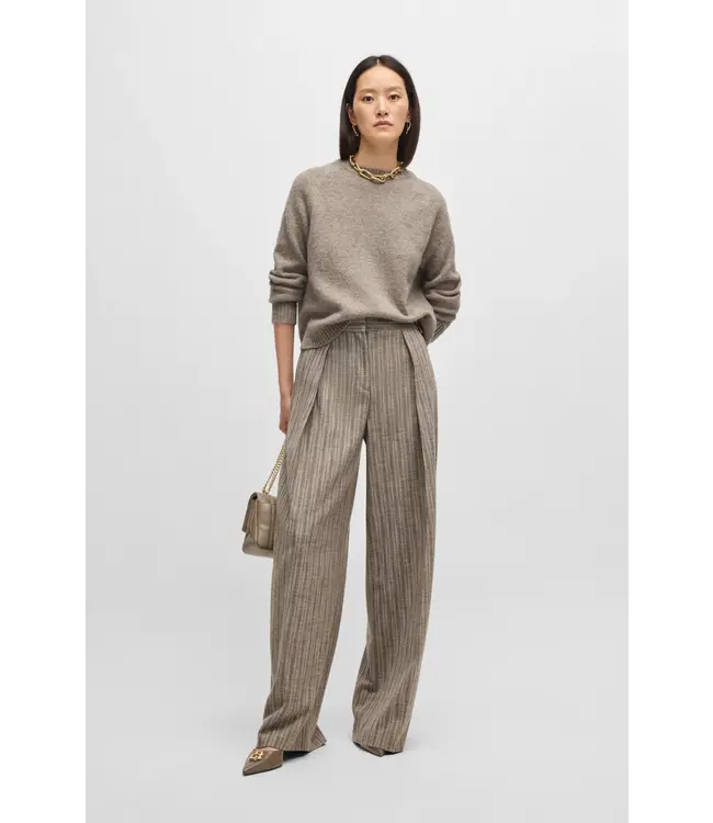 BOSS Pull à col rond en tissu extensible