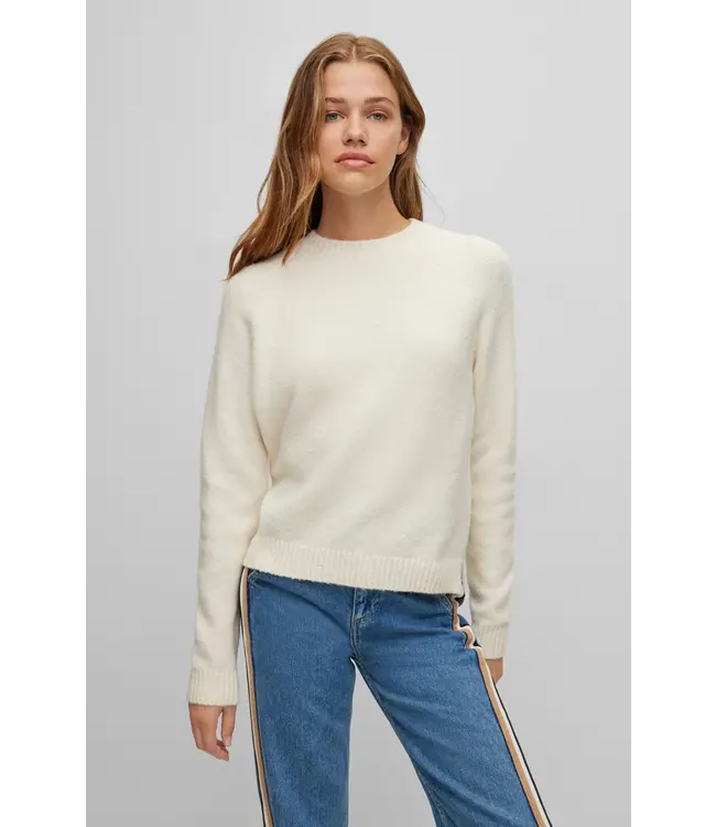 BOSS Crew-neck sweater in stretch fabric