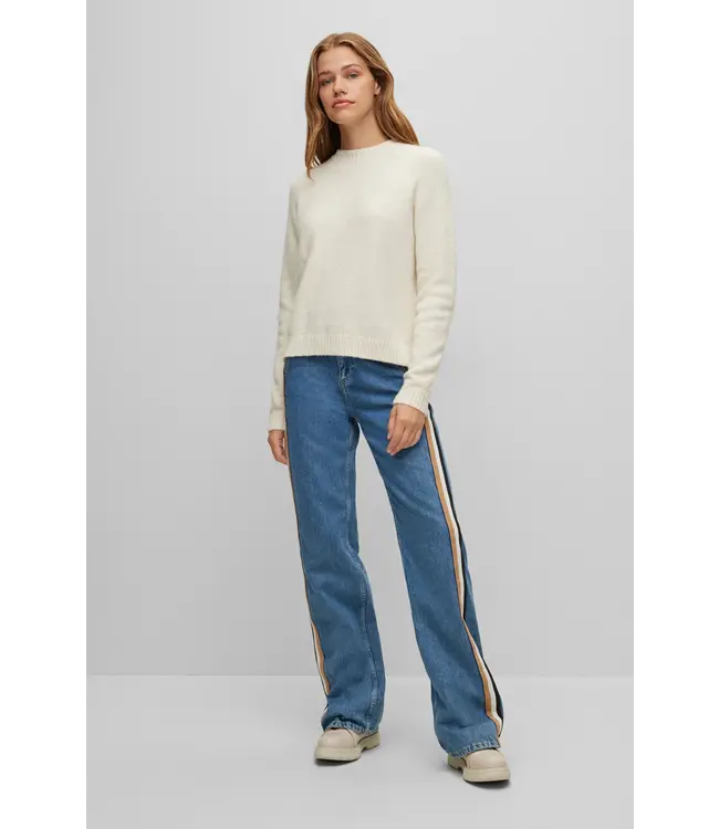 BOSS Crew-neck sweater in stretch fabric