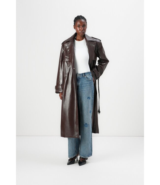 BOSS Malitte faux leather trenchcoat