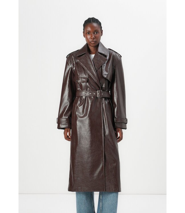 BOSS Malitte faux leather trenchcoat