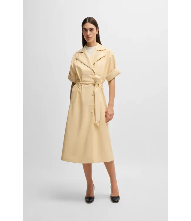 BOSS Trench-style relaxed-fit dress in faux leather
