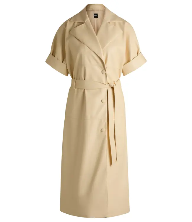 BOSS Trench-style relaxed-fit dress in faux leather