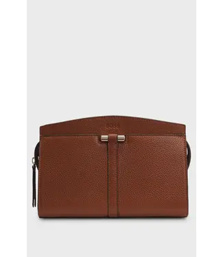 BOSS Grained-leather crossbody bag with hardware trims