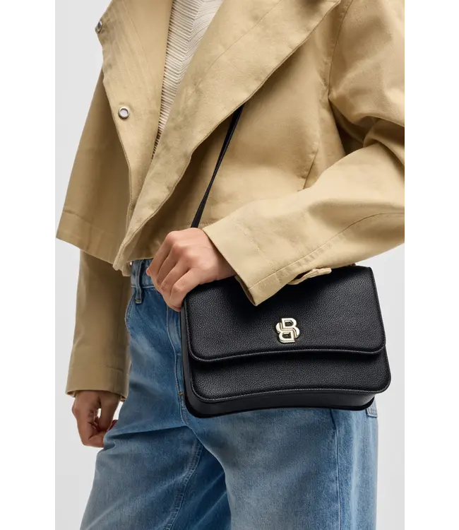 BOSS Leather crossbody bag with Double B monogram