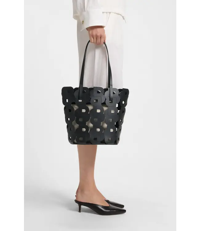 BOSS Double B monogram leather tote bag with internal pouch